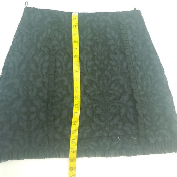 Pinko Womens Blue Black Floral Comfort Back Zip Ruffle A Line Skirt Size 8 - Picture 9 of 13